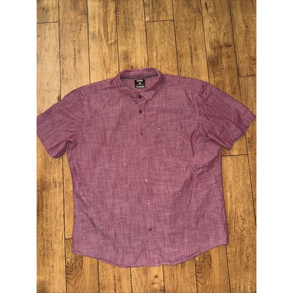 Hurley Short Sleeved Chambray Shirt Red 2XL 24x30 - Picture 1 of 4